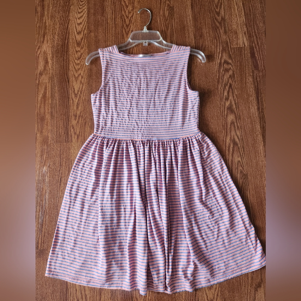 Soprano Coral and Blue Sleeveless Stripe Dress